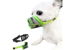 MOIILAVIN Dog Muzzle 2PCs,Soft Air Mesh Muzzle Breathable for Barking Grooming Biting Chewing for Small Medium Breeds, Barkless Mesh Muzzle Stop Puppy Eating Poop&Rocks XXS XS S (Lemon, Black)