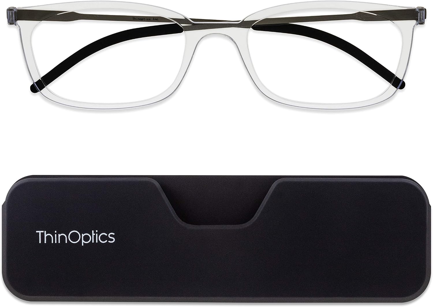ThinOptics Connect Ultra-Thin Reading Glasses 1.00 Clear Frames, Magnetic Case Attaches to Phone - Image 3