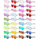 Cindeer 60 Pairs Heart Sunglasses Frameless Heart Shaped Sunglasses Bulk Transparent Candy Color Trendy Fun Rimless Glasses for Women Party Favor, 30 Colors