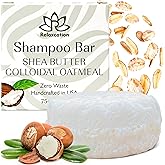 Relaxcation Organic Unscented SOLID Shampoo Bar for Damaged Hair with Shea Butter, Colloidal Oatmeal, Coconut Oil, Cocoa Butter, Jojoba, and Argan Oil for Normal and Sensitive Skin - Handmade in USA