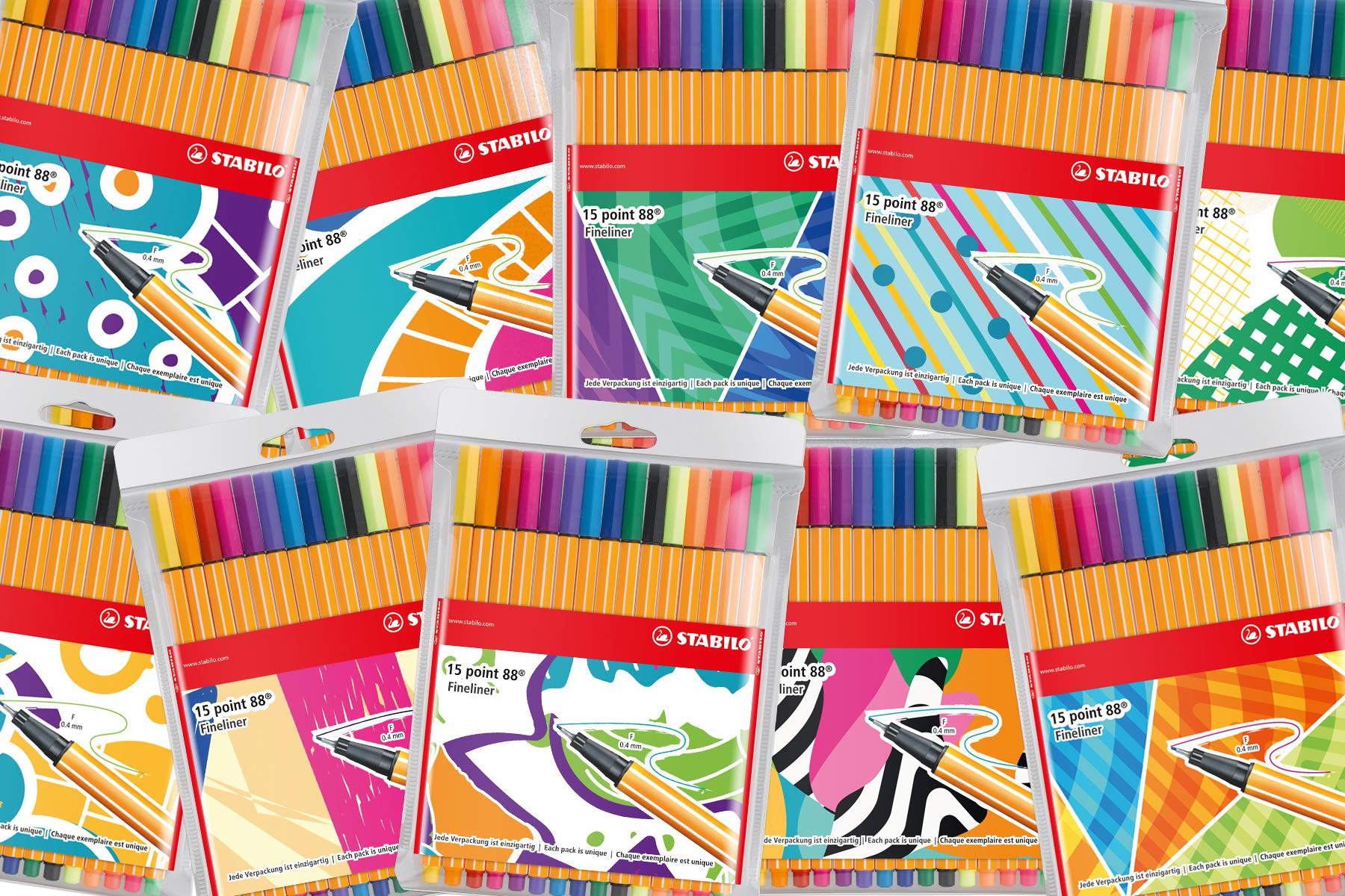 Fineliner - STABILO point 88 Wallet of 15 Assorted Colours incl 5 neon colours, 8815-3
