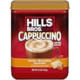 Hills Bros Instant White Chocolate Caramel Decadent Cappuccino Mix, Easy to Use, Enjoy Coffeehouse Flavor from Home, Frothy, 