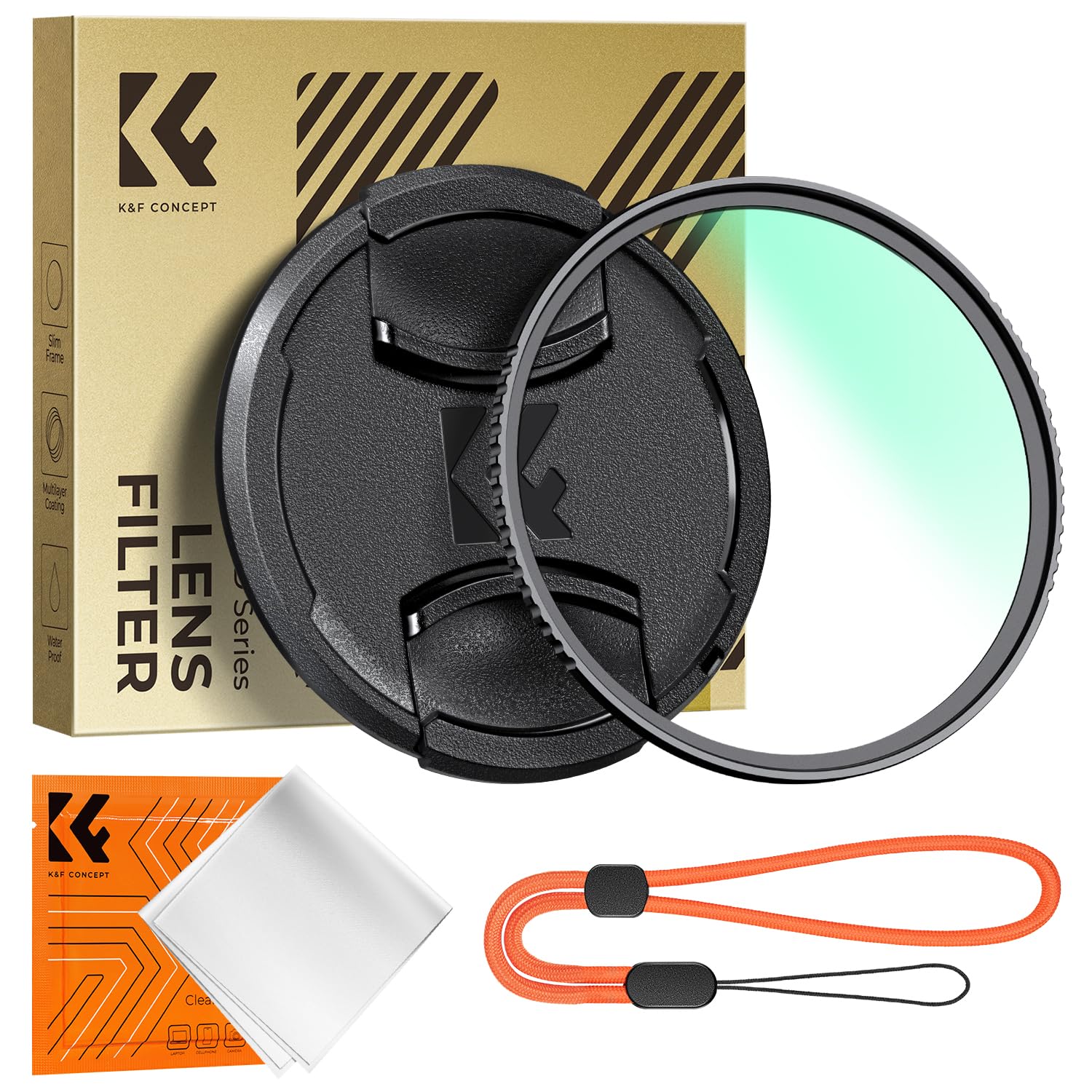 K&F CONCEPT 77MM UV Filter Ultra Definiton 24 Layers Multi Coated Ultraviolet Protection Lens Filter with Lens Cap Cleaning Cloth (Nano-D Series)