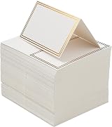 THE TWIDDLERS 200 Pack Foldable Wedding Name Place Cards with Gold Border view 1