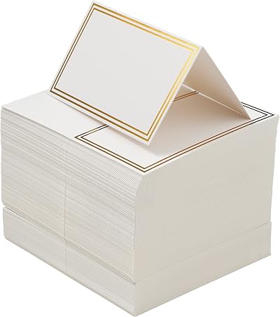 THE TWIDDLERS 200 Pack Foldable Wedding Name Place Cards with Gold Border