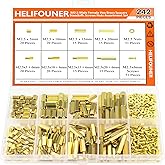 HELIFOUNER 242 Pieces M2.5 Male Female Hex Brass Spacers Standoffs Screws Nuts Assortment Kit, Threaded Pillar for Printed Ci