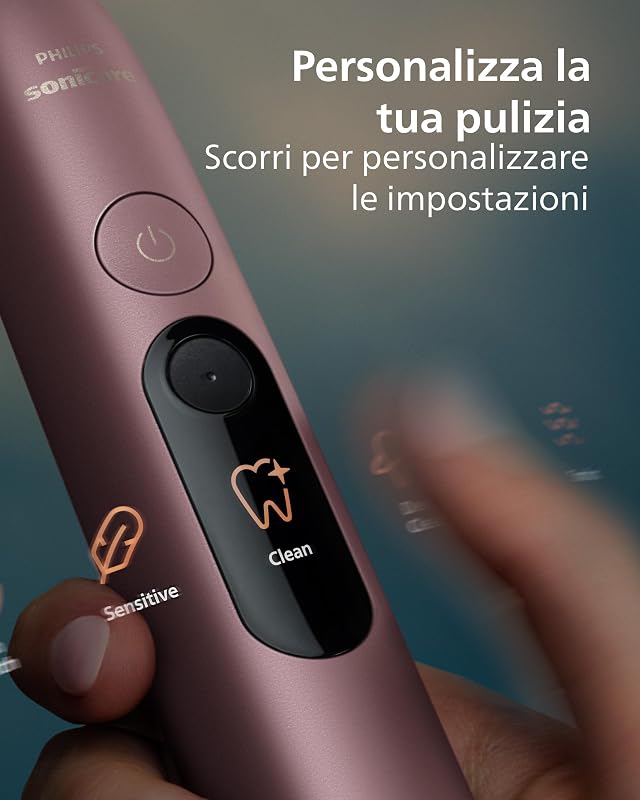 Sonicare Next-Generation DiamondClean 9000 Spazzolino elettrico - con Feedback di copertura totale, Feedback di pressione, 21 impostazioni, viola satinato, HX9214/85