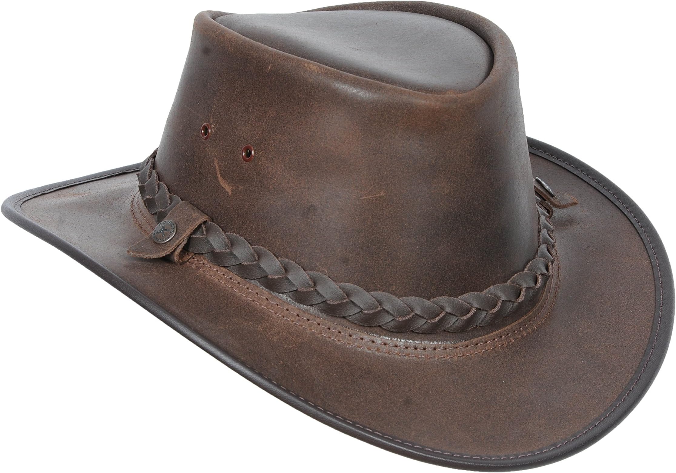 Mens Real Leather Bush Australian Cowboy Hats Black Brown