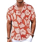 BOJIN Men's Hawaiian Shirts Short Sleeve Button Down Casual Shirts Summer Printed Tropical Floral Aloha Beach Shirts