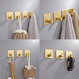 SZWLJ Self Adhesive Hooks 4 Pack Gold Door Wall Kitchen Bathroom view 4