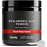 Ultra Purified Bioavailable Hyaluronic Acid Powder – for Deeper Skin Hydration – 250 mg with Vitamin C for Enhanced Absorption – 180 Servings
