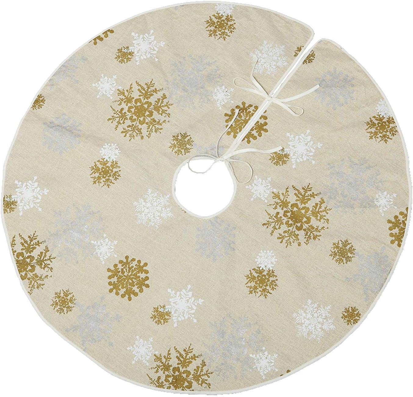 VGIA 50 inches Christmas Tree Skirt with Golden and White Snow