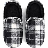 Snoozies Alpine Plaid Memory Foam Slippers for Men Indoor, Soft Sherpa-Lined Mens House Shoes Non-Skid