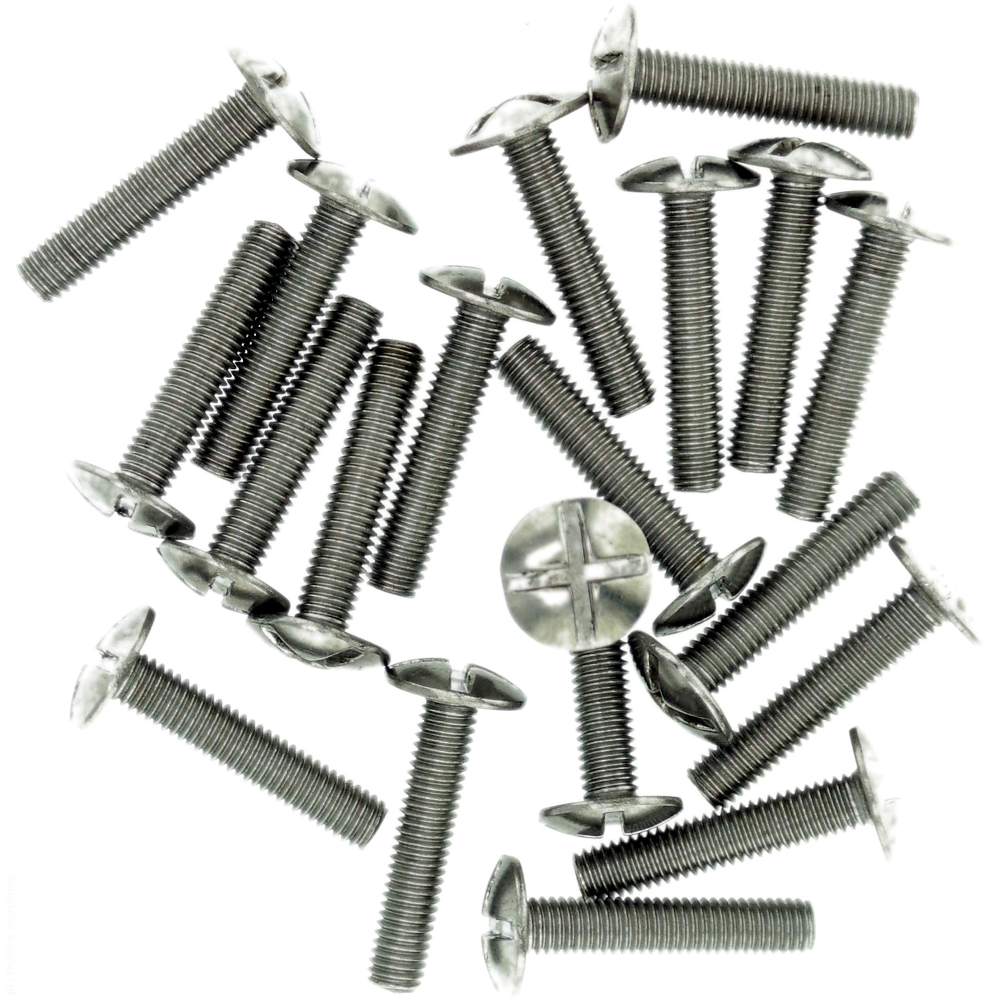 M6 (6mm x 25mm) Slot Mushroom Machine Screw (Bolt) (Crossed) - Stainless Steel (A2) (Pack of 20)