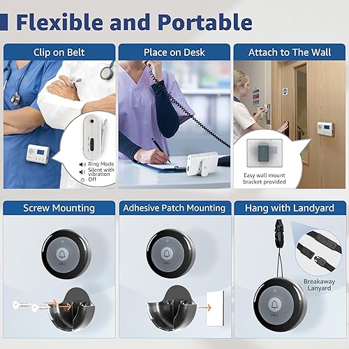Wireless Nurse Call System With 10 Call Buttons & LCD Pager - 300ft Range For Nursing Homes & Clinics