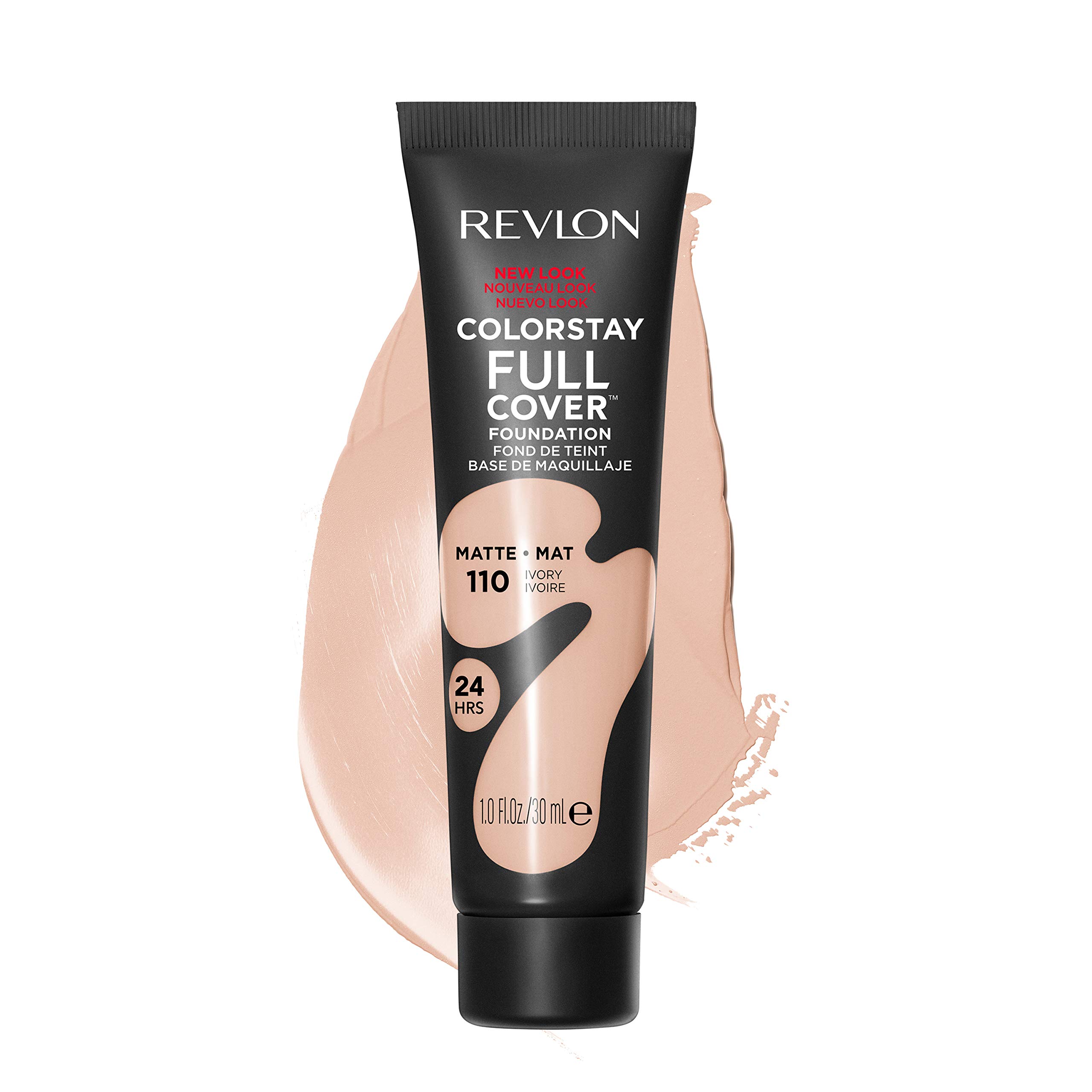 Photo 1 of Revlon ColorStay Full Cover Longwear Matte Foundation, Heat & Sweat Resistant Lightweight Face Makeup, Ivory (110), 1.0 oz
