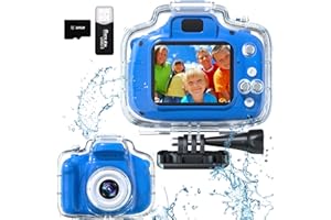FKATEEN Kids Camera Waterproof Underwater Camera for 3-12 Year Old Boys Girls 2 Inch IPS Screen 1080P HD Digital Kids Video Camera Indoor Outdoor Action Cameras Best Christmas Birthday Gifts Dark Blue