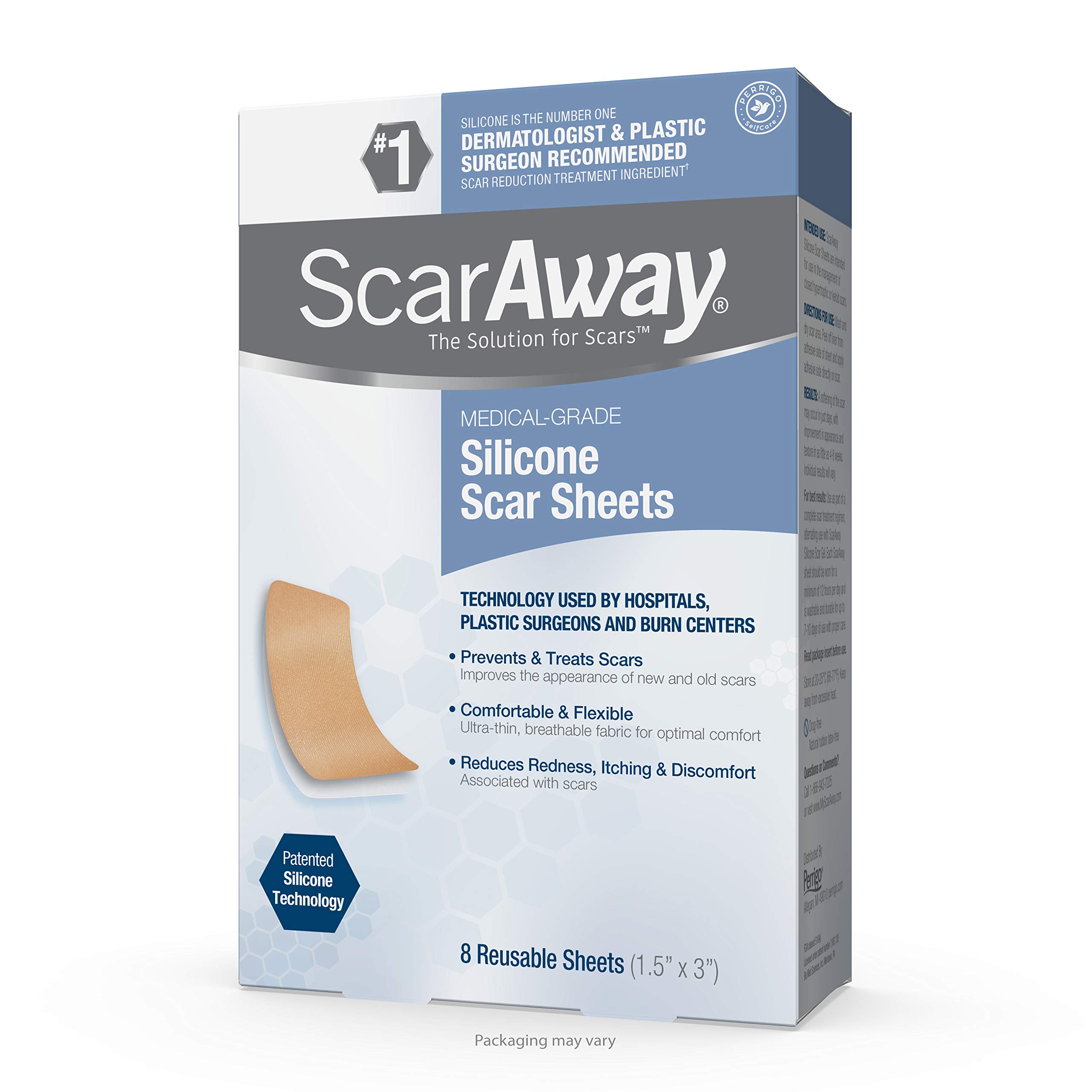 Professional Grade Silicone Scar Treatment Sheets, Prevents & Treats Old and New Scars, 8 Count