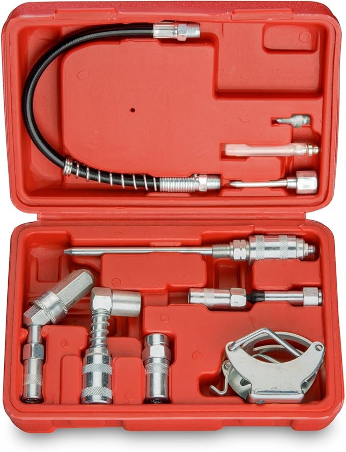 TOOLUXE 61077L Grease Gun and Lubrication Accessory Kit Zerk Fittings