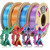 LOVOON 3D PLA Filament 1.75mm Bundle, Dual Colors 3D Printer Filament Bundle Color Change Silk PLA Filament Bundle, PLA Filament for 3D Printer 3D Pen, Dimensional Accuracy +/-0.02mm, 200g x 4 Spools