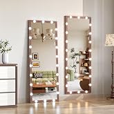ANYHI Full Length Mirror with 22 Bulbs, 3 Color Modes and Dimmable Lights | 63"x24" Hollywood Full Body Mirror, HD Silver Glass, Smart Touch Control, Aluminum Brushed Frame, Floor/Wall Mounted