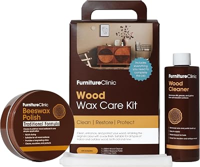 Furniture Clinic Wood Wax Kit Cleaner Polish Cloth for Furniture Worktops Doors