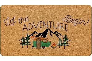 Likjad RV Outdoor Rug - Camper Must Have, 17x30 Inches, Coir Doormat - let The Adventure Begin, Porch Decor