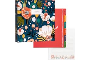 Jot & Mark 3 Ring Recipe Binder 8.5" x 11" | Full-Page with Clear Protective Sleeves and Color Printing Paper for Family Recipes (8.5"x11" Recipe Binder, Garden Floral)