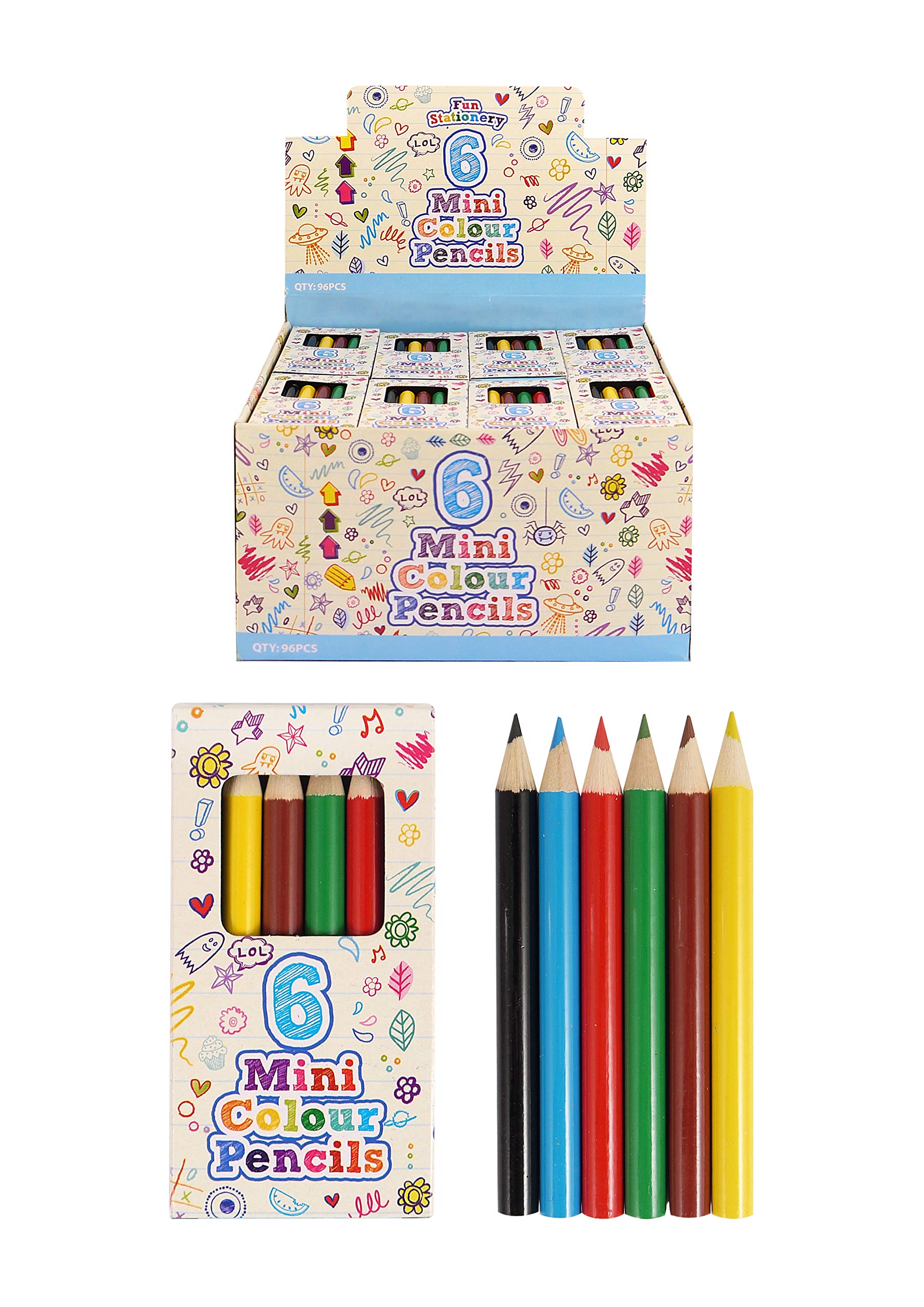 6 (Six) x Pack of 6 Mini Colouring Pencils