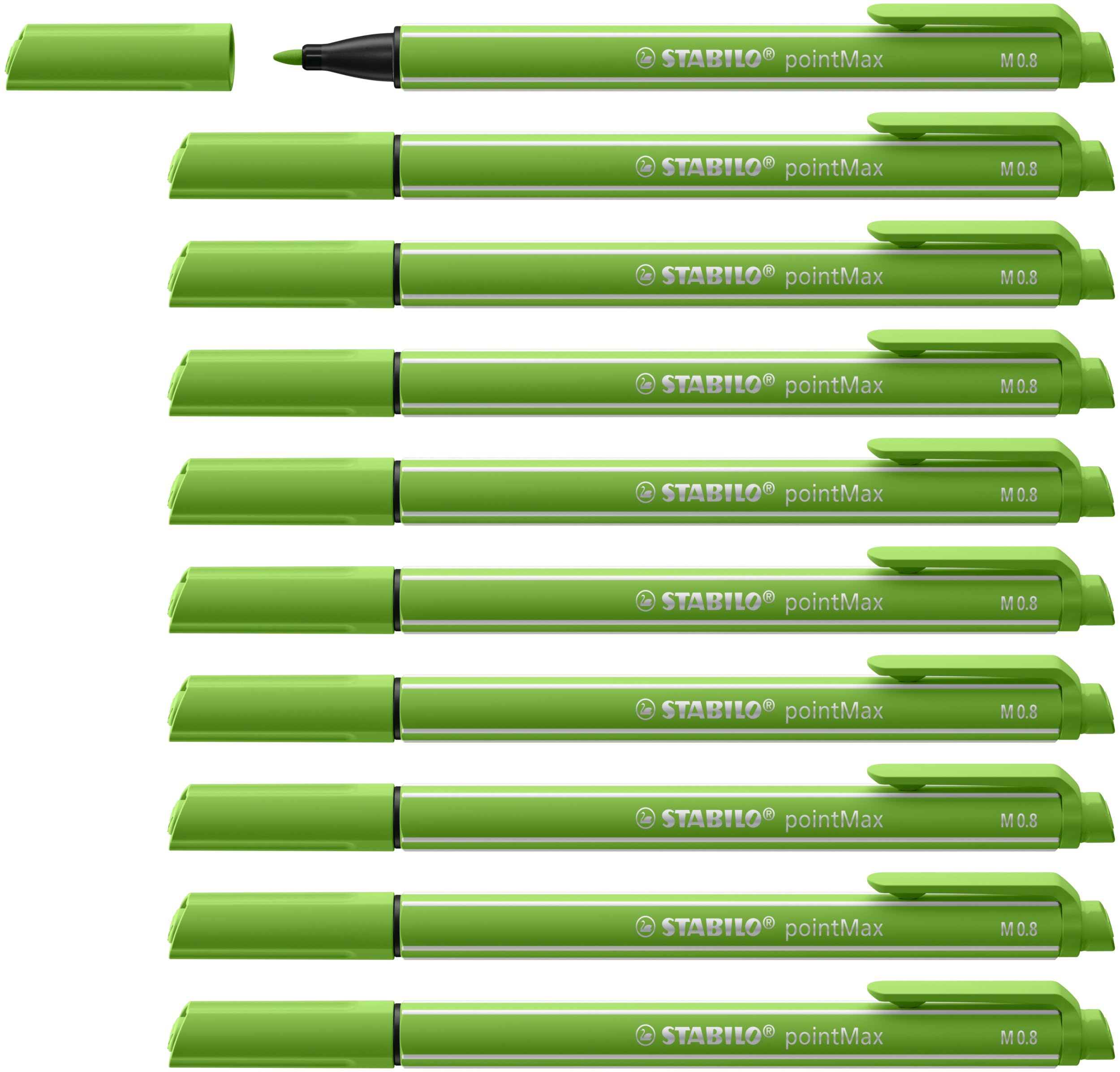 Nylon Tip Writing Pen - STABILO pointMax - Box of 10 - Light Green