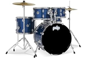 PACIFIC DRUMS PDP By DW Center Stage Complete Drumkit, 5 Drum Set, Royal Blue Sparkle, 7x10, 8x12, 12x14 Floor, 14x20 Kick, 5x14 Snare (PDCE2015KTRB)