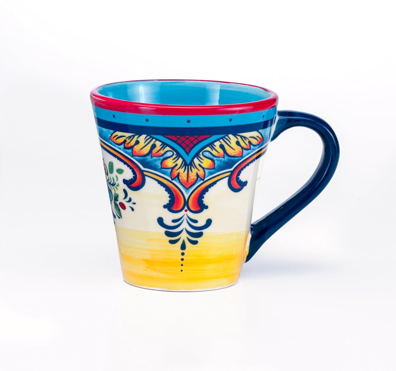 Euro Ceramica Zanzibar Collection 16 Piece Dinnerware Set Kitchen and Dining, Service for 4, Spanish Floral Design, Multicolor, Blue and Yellow: Dinnerware Sets: Kitchen & Dining