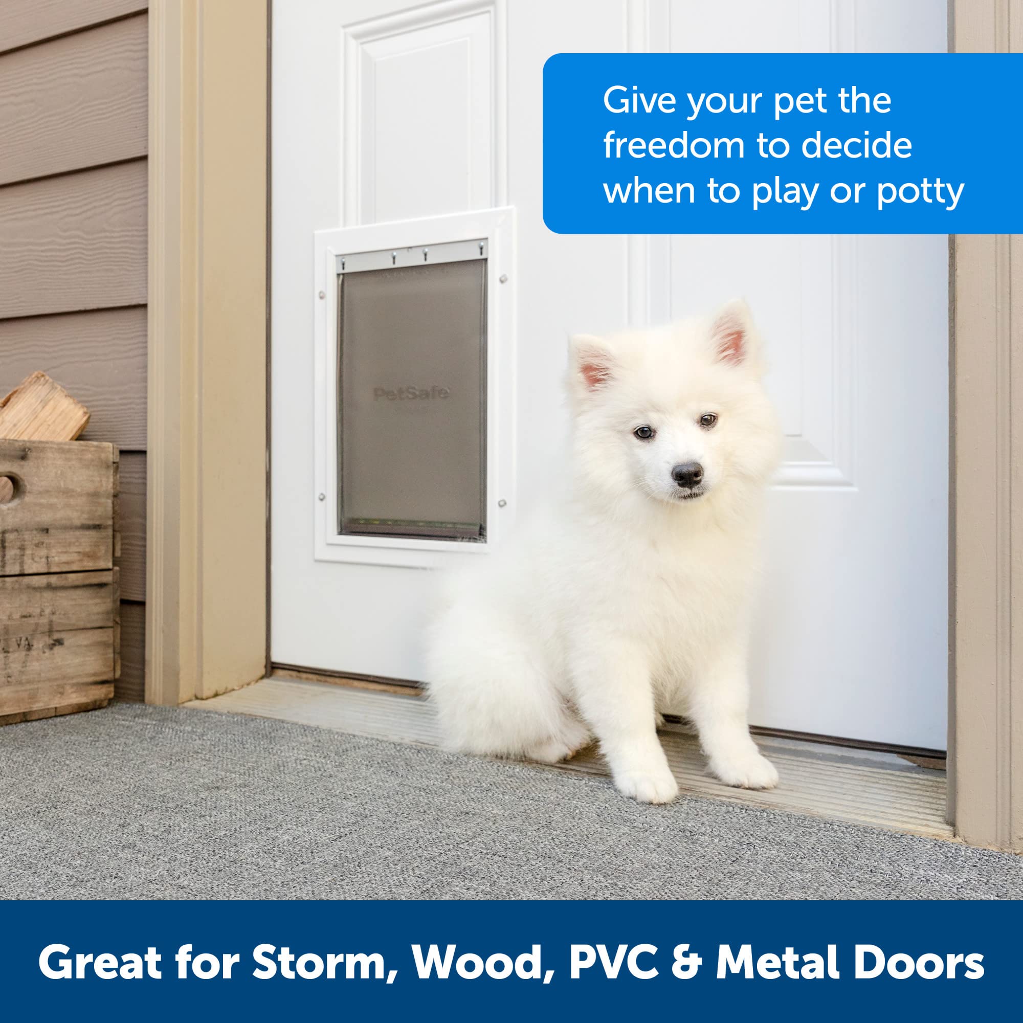 PetSafe Extreme Weather Aluminum Pet Door - Energy-Saving Thermal Barrier Pet Flap with Slide-in Door Locking & Secure Flap Cover - for Dogs Up to 100 lb - Large