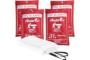 FIRESECU Emergency Fire Blanket for Home and Kitchen,Fire Blankets Emergency for Home,4 Pack Fiberglass Flame Retardant Blanket Fire Safety Blanket for Camping,Grill,Car,Office,Warehouse,Fireplace(40” x 40”)