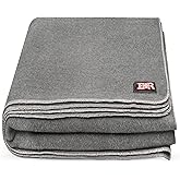 Ever Ready First Aid Military Wool Blanket - 95% Wool, Washable, Perfect for Outdoors, Camping, Picnics, Travel, Car & Bushcraft Emergency Blanket, 96" x 96" 6.65 lbs. - Grey - Queen Size