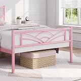 Yaheetech 3ft Single Bed Metal Slatted Frame Cloud Headboard Pink view 4