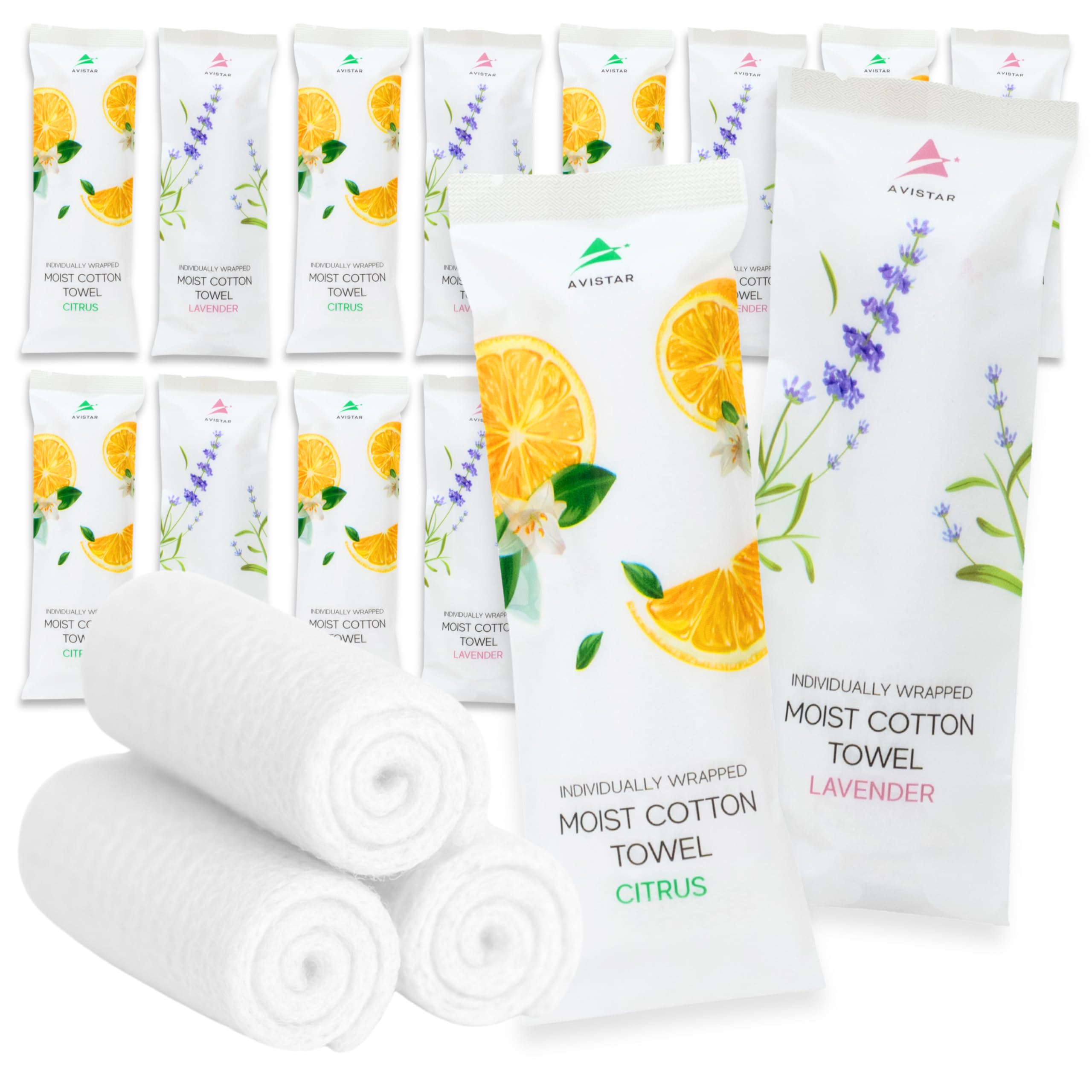 Photo 1 of 60 Hot or Cold Wrapped Moist Towels – 9'' x 9" Moist Towelettes Individually Wrapped Scented Disposable Face & Hand – Pre-Moistened Hand Wipes Soft Refreshing for Travel, Spa, Restaurant - Mixed