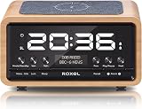 Roxel Nod Bedside Radio DAB/DAB+ FM Alarm Clock Qi Charging Oak