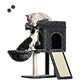 FourFurPets Cat Tree, 27in Cat Tower, Cat Condo for Kittens, Large Cat Perch, Cat Caves, Cat Basket, Sisal Scratching Board, Smoky Gray