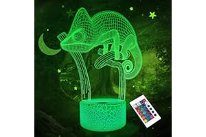 FULLOSUN Chameleon 3D Night Light Lizard Projection LED Lamp Baby Nursery Nightlight for Kids' Room Home Decor Xmas Birthday Gifts with Remote Control 16 Color Changing