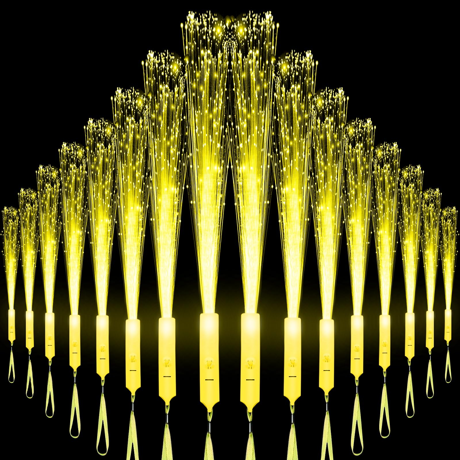 Photo 1 of 27 PCS Yellow Fiber Optic Wands Glow Sticks, Light Up Fiber Optic Lights Rod with 3 Light Modes, Sparklers Fireworks Sticks for Easter,Wedding,Concerts,Halloween,Christmas,New Year Party