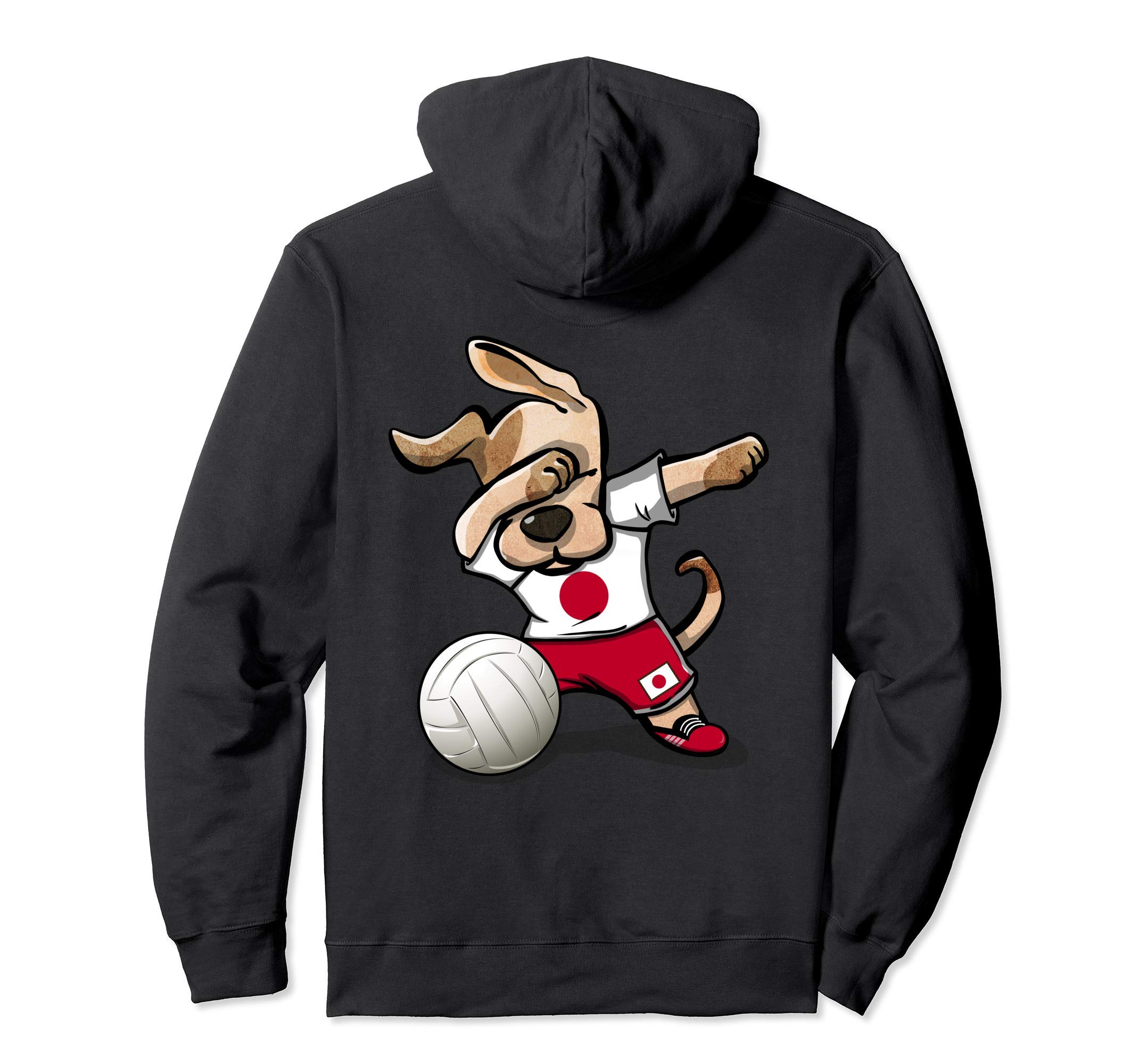 Dabbing Dog Proud Japan Volleyball Lovers - Japanese Flag Pullover Hoodie