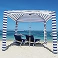 CoolCabana Beach Shade Tent - Easy Setup, UPF 50+ Protection, Large & Medium Sizes, Compact & Wind Resistant - Beach Cabana for The Whole Family - Navy Stripes, Large