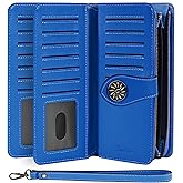 Travelambo Women's Wallet RFID Blocking Credit Card Holder Large Capacity Wristlet Leather Wallets Purse