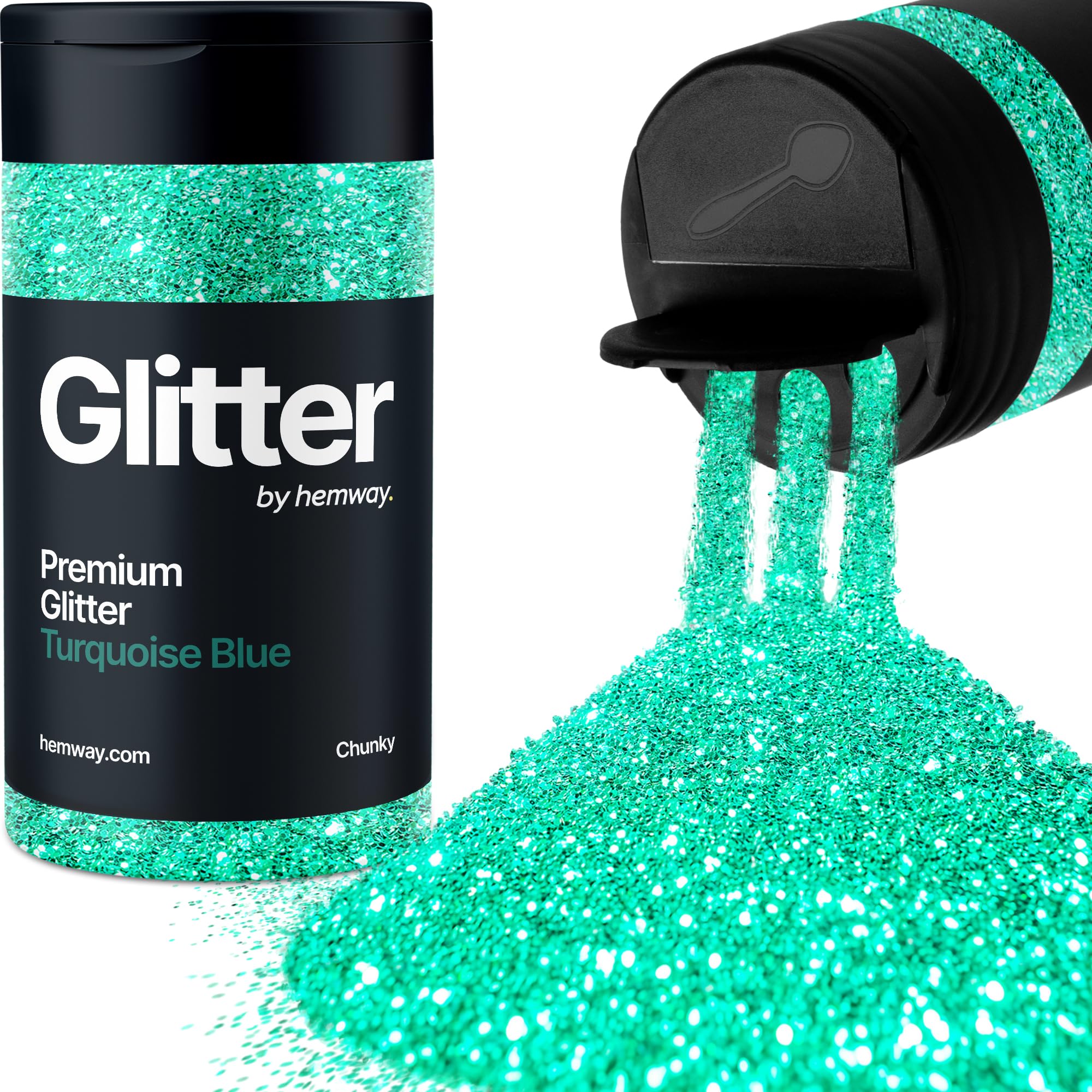 Turquoise Blue Glitter Shaker, 130g Chunky Glitter, Crafts 1/40" Metallic Flake Turquoise Blue Sequins, Resin & Epoxy Crafts, Decorating, Halloween, Christmas Nail, Face, Hemway
