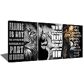 Lion Motivational Canvas Print Wall Art Office Animal Inspirational Picture Animal Poster Painting Modern Inspiring Artwork for Home Living Room Bedroom Office Decor Ready to Hang [12''x16'' x 3 pcs]