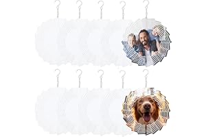 ZhouBoat 10 Pack 8" 3D Aluminum Sublimation Wind Spinner Blanks, DIY Personalized Hanging Decor for Garden, Wedding, Memorial Gifts