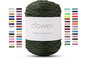 Clowex Polyester Soft Macrame Cord, 2.5-3mm, 191 Yards x 1/9 inc Turkish Polyester Rope, Braided Yarn for DIY Crafts, Plant Hanger, Wall Hanging, Macrame Bag