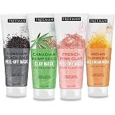 Freeman Beauty Exotic Blends Face Mask Variety Set with Clay, Peel-Off, Gel + Cream Facial Masks, Skin Care for Women, 4pk Tubes