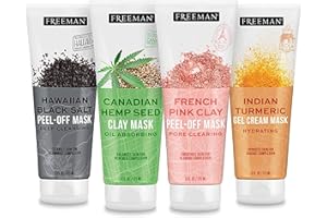 Freeman 4 Count Exotic Blends Face Mask Variety Set, Includes Clay, Peel-Off, Gel, & Cream Facial Masks, Skincare for Women, Face Mask Essentials Kit, Hydrating, Soothing, & Purifying, Cruelty-Free
